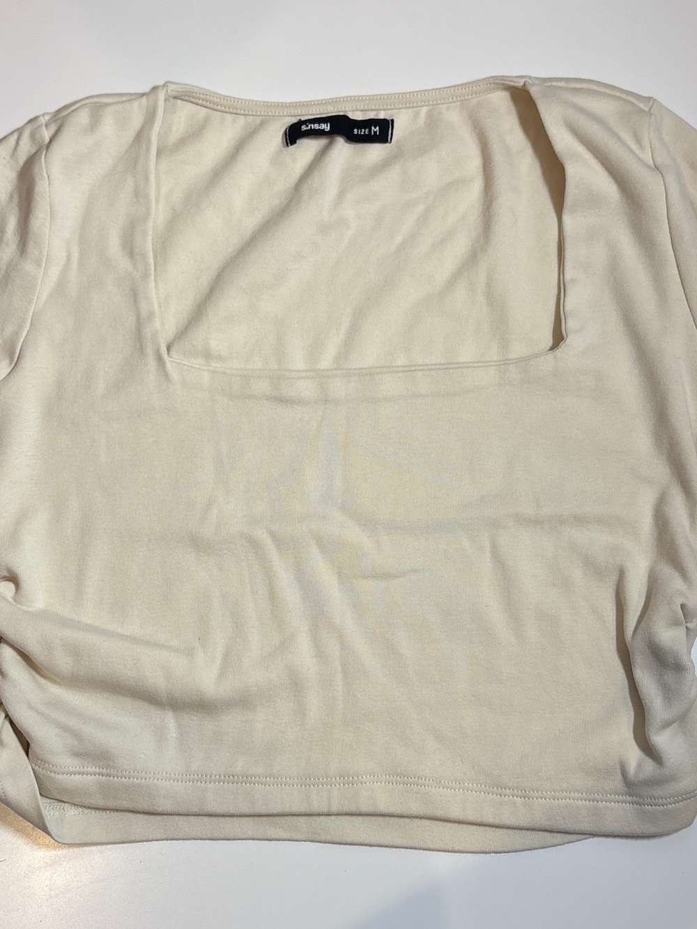 Square-Neck Cream Crop Top by